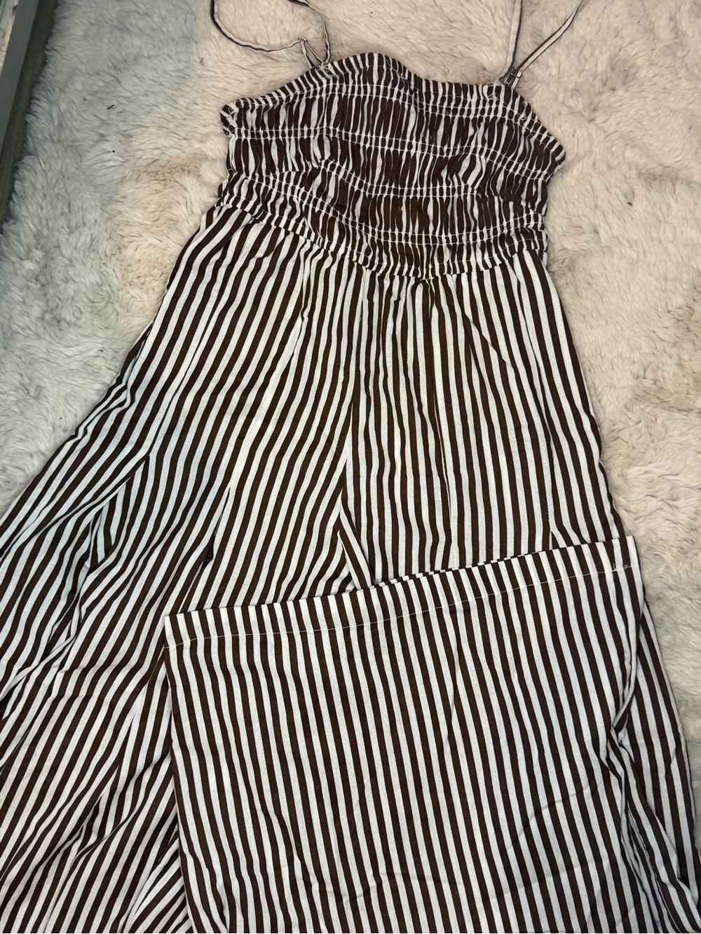 Brown & White Striped Women's Jumpsuit